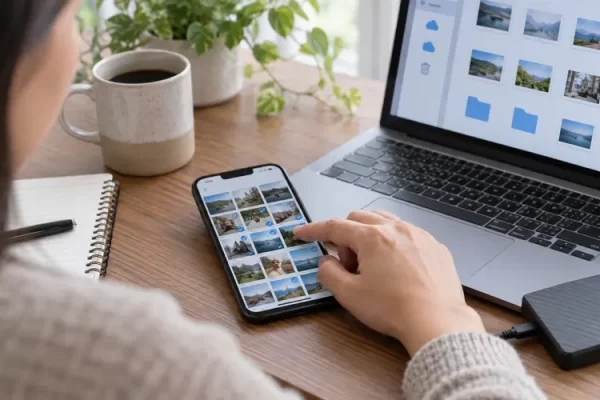 Telefondaki fotoğrafları bilgisayara aktaran kişi