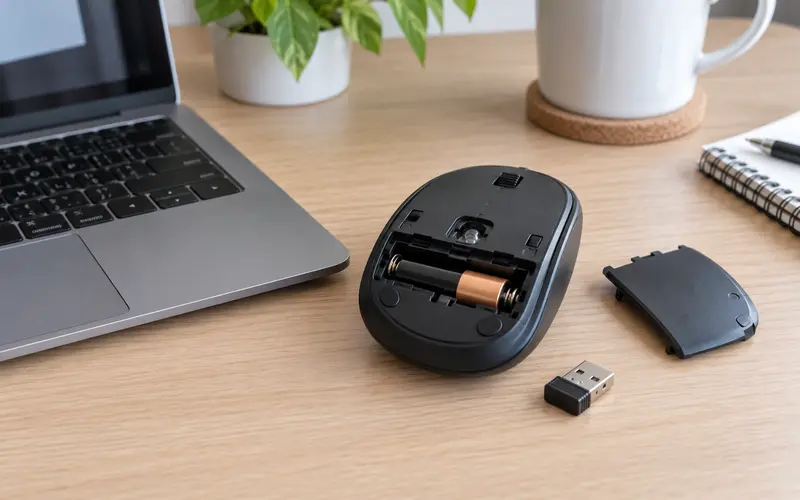 Pili ve alıcısı kontrol edilen kablosuz mouse