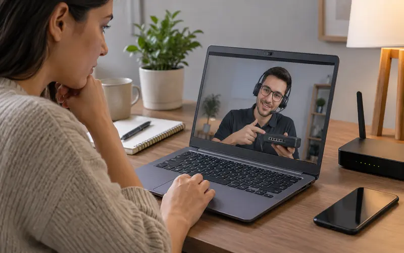 Görüntülü görüşmede kullanılan laptop kamerası