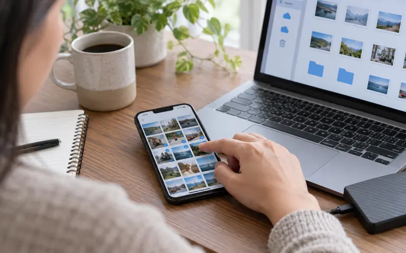 Telefondaki fotoğrafları bilgisayara aktaran kişi