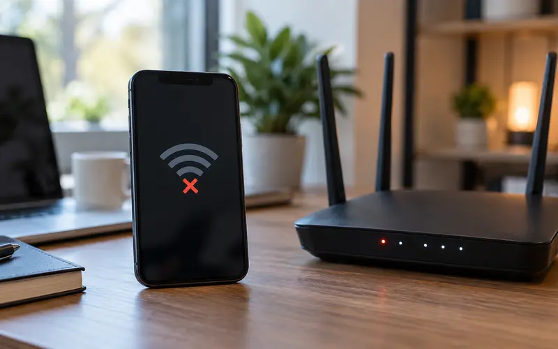 Wi-Fi bağlantı sorunu yaşayan telefon ve modem
